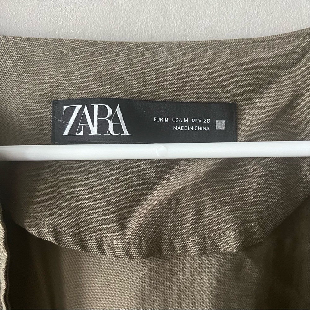Zara Ruffle Military Green Cardigan Size M - Picture 4 of 6